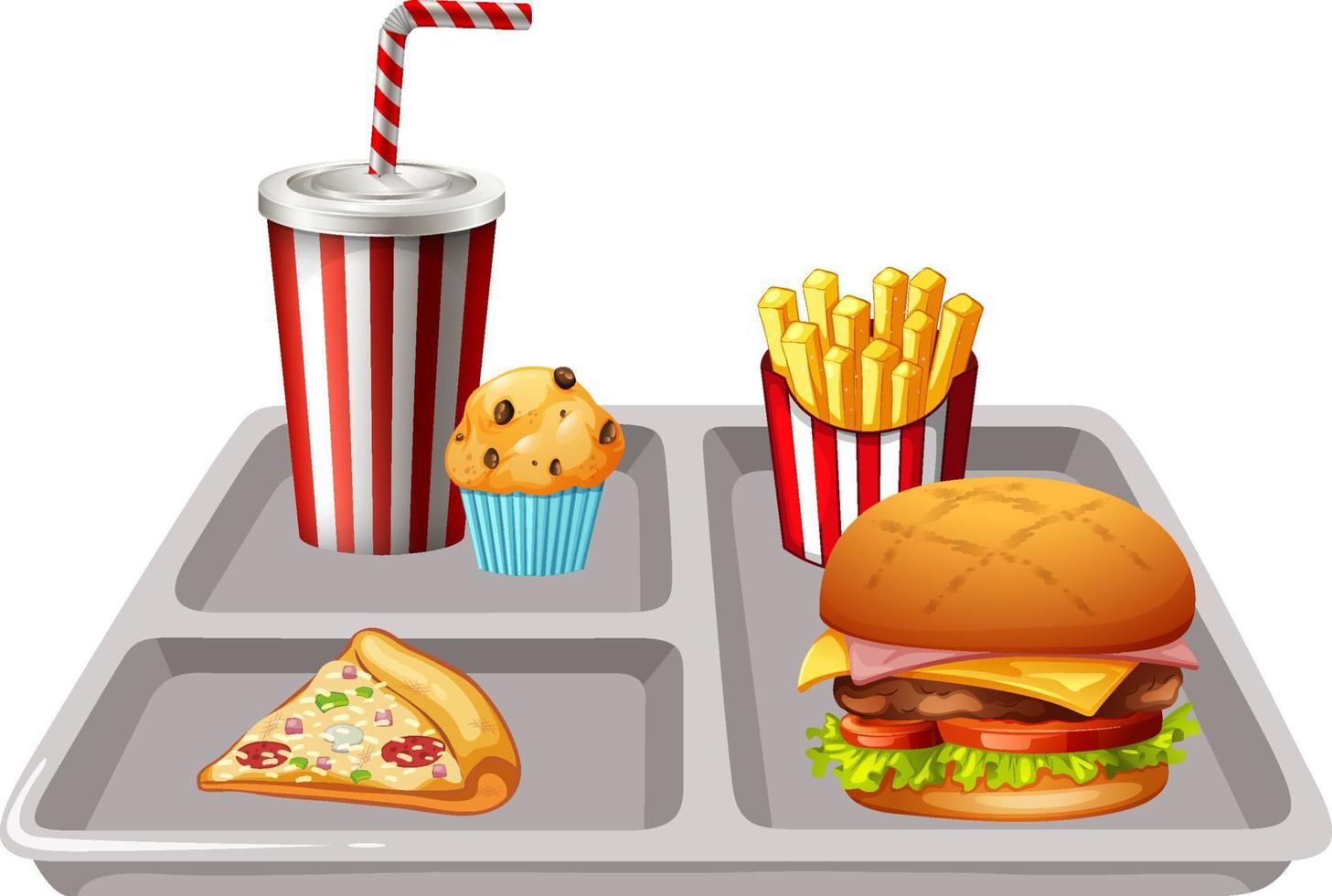 Fast food meal set on white background vector