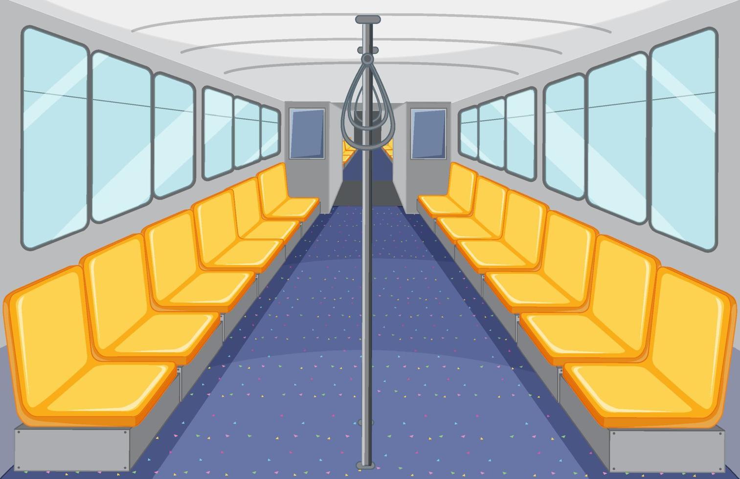Skytrain interior with empty yellow seats vector
