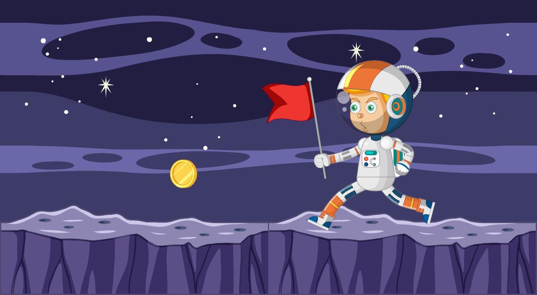 Scene with astronaut in space vector