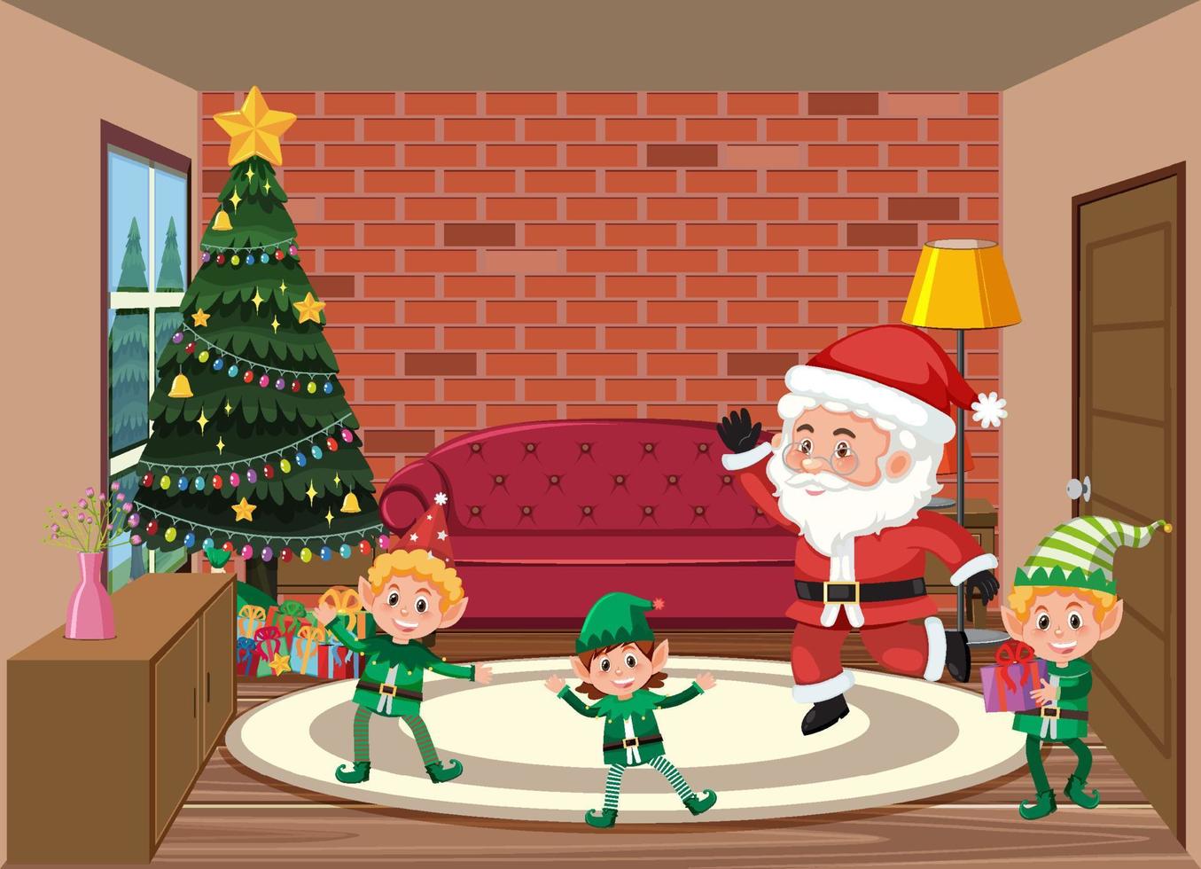 Christmas theme with Santa and elf vector