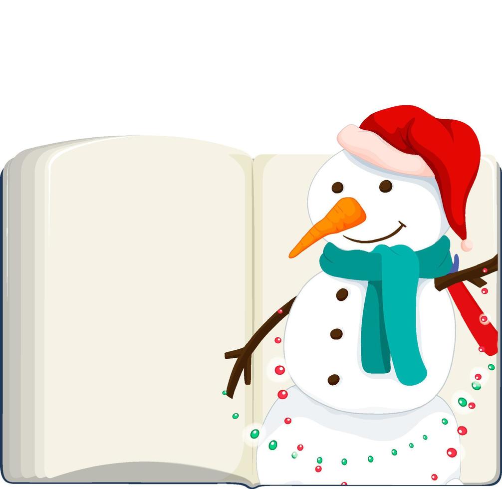 Opened blank book with Snowman vector