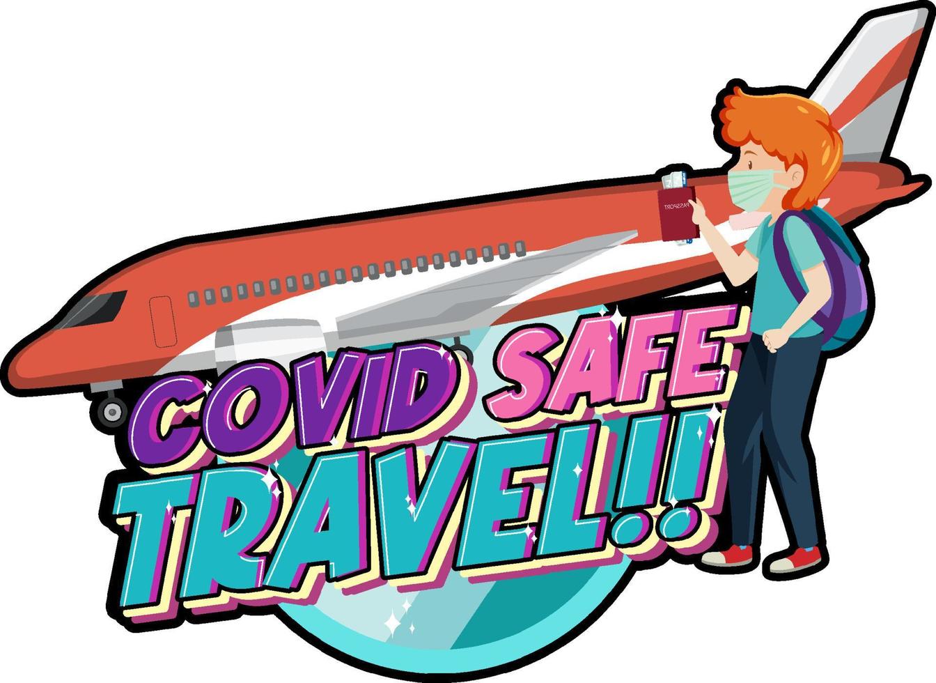 Covid Safe Travel hand drawn lettering logo vector