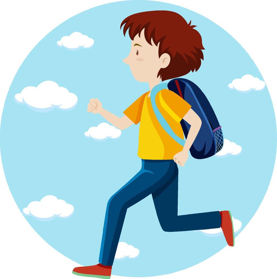 Active boy simple cartoon character vector