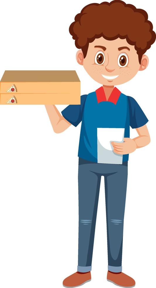 Man with two boxes of pizza vector