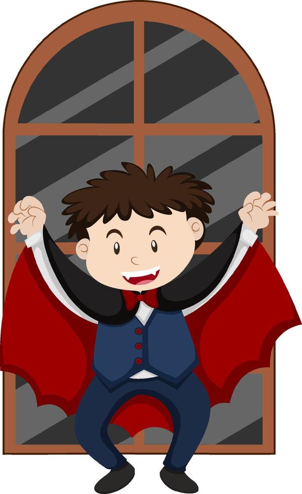 un niño disfrazado de drácula para halloween vector