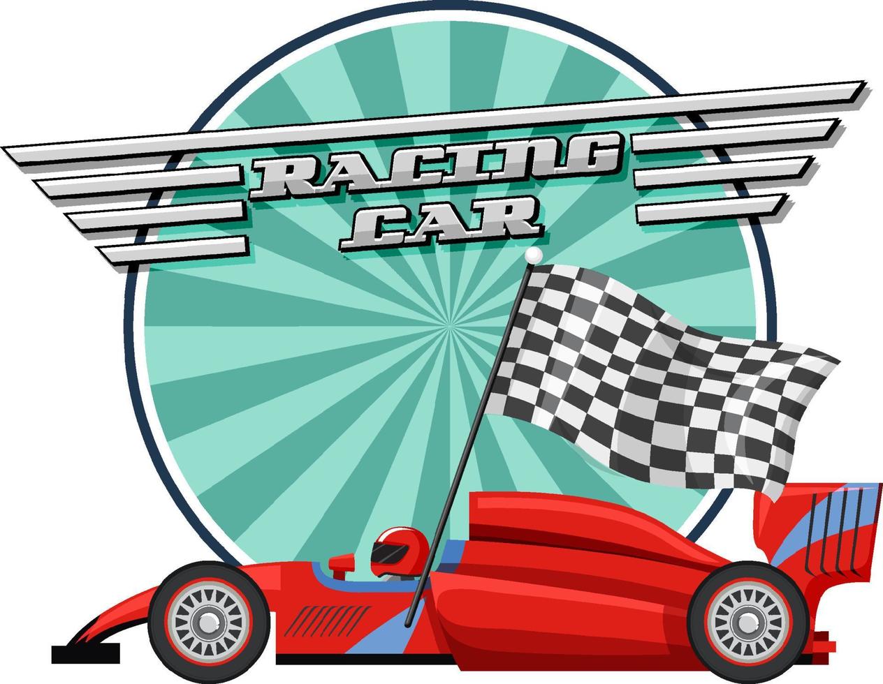 Racing car logo with racing car on white background vector