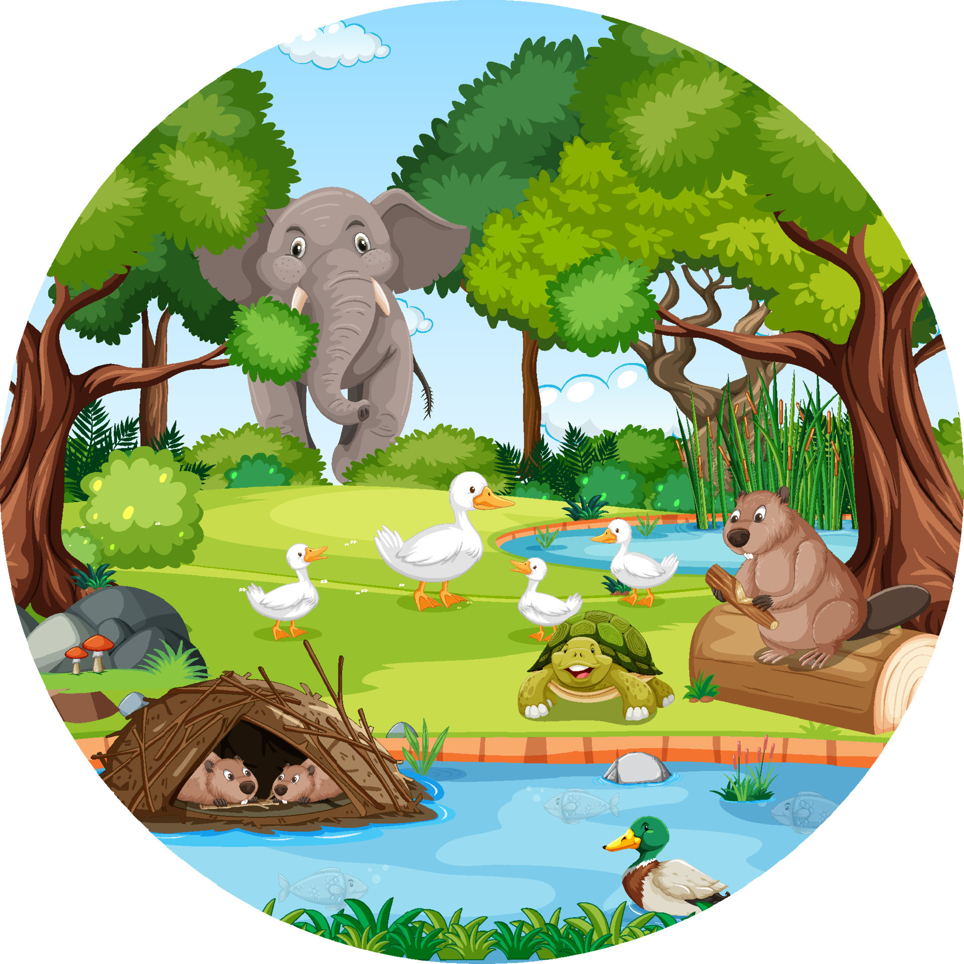 Forest in round shape with wild animals 7145123 Vector Art at Vecteezy Forest in round shape with wild animals 7145123 Vector Art at Vecteezy