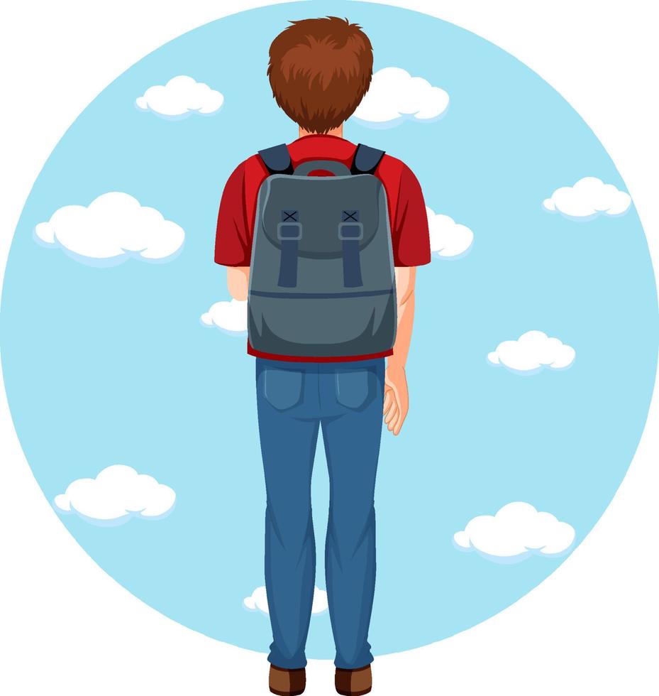 Back of backpacker simple character vector
