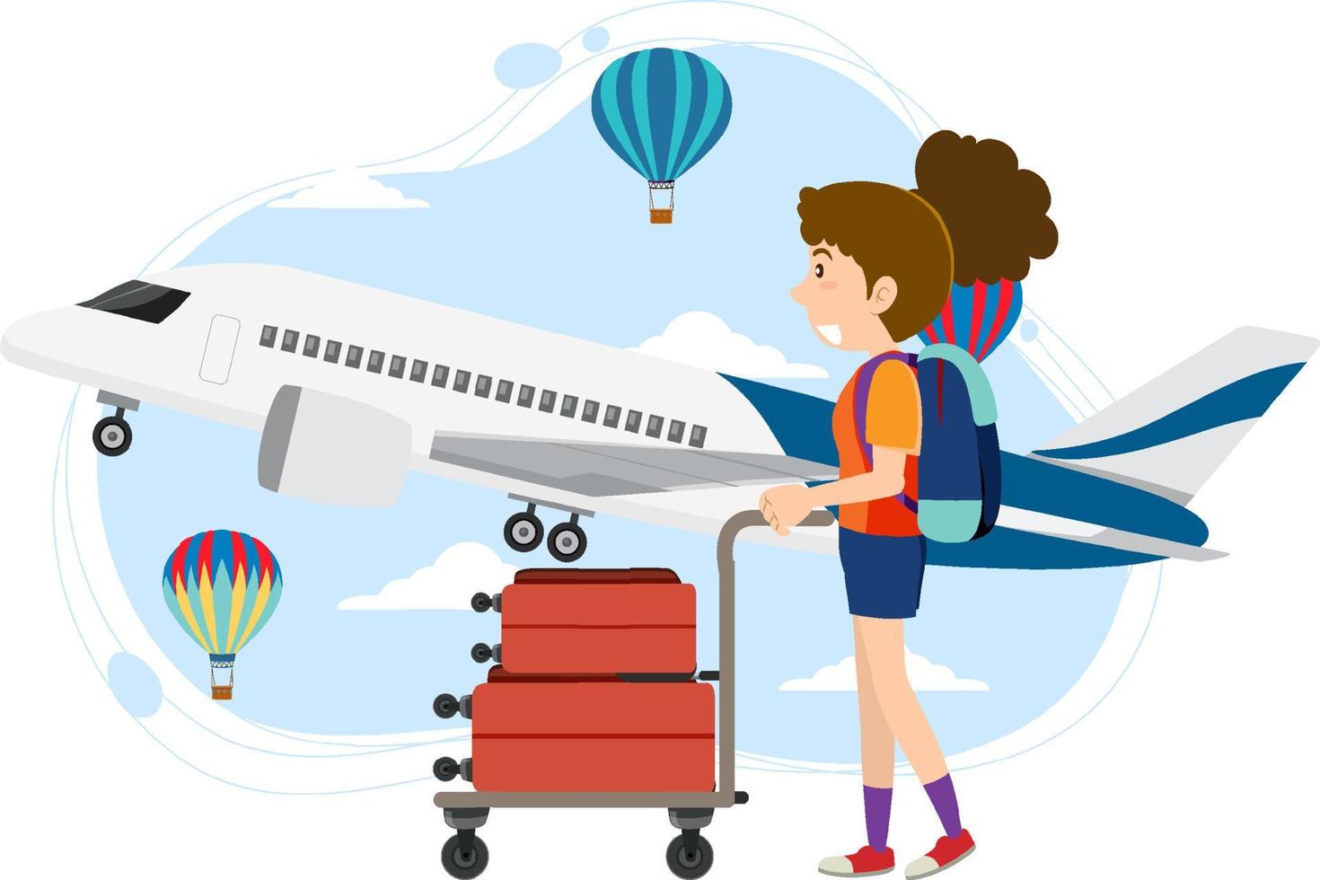 A woman ready to travel concept in flat design vector