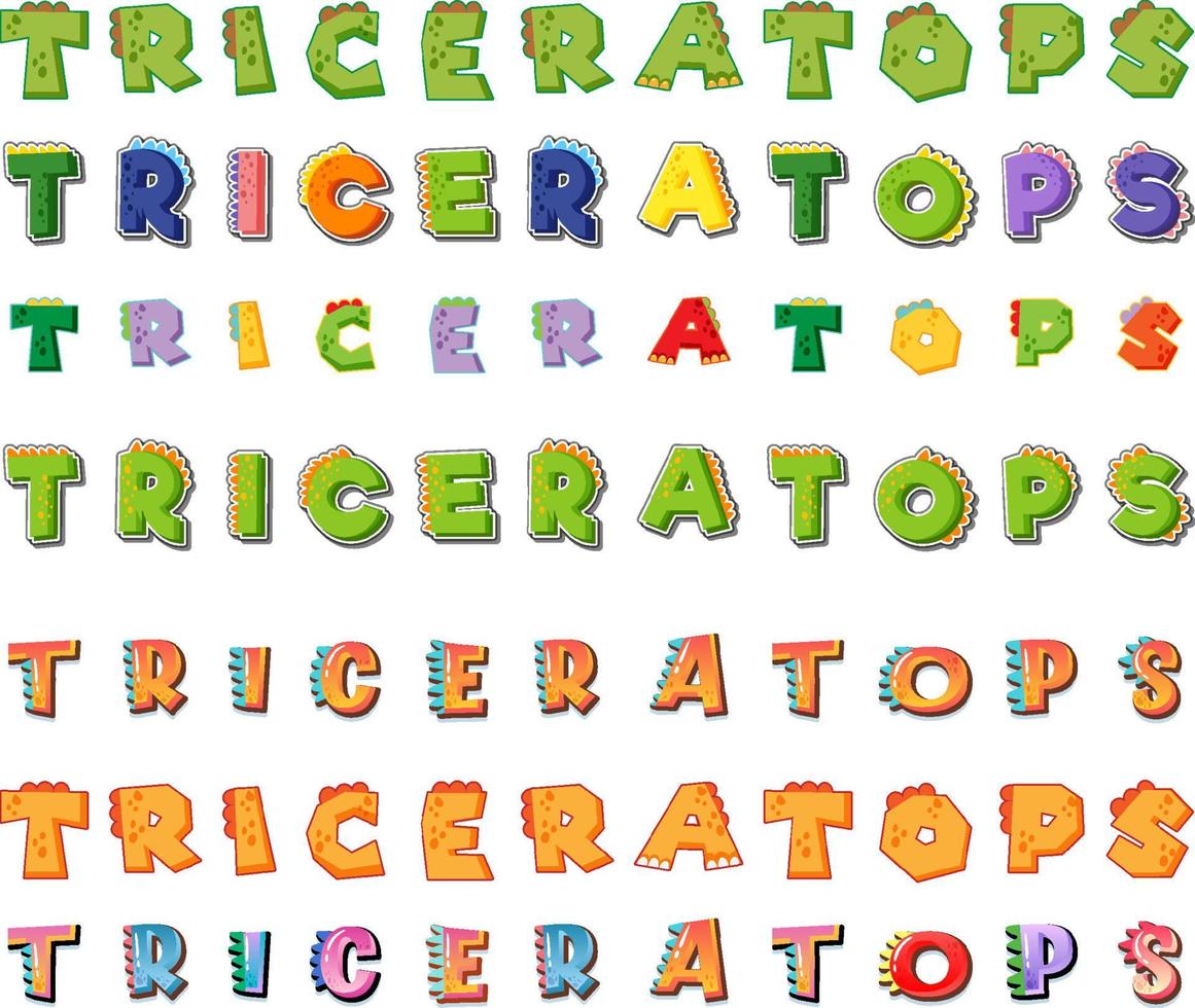 Font design for triceratops vector