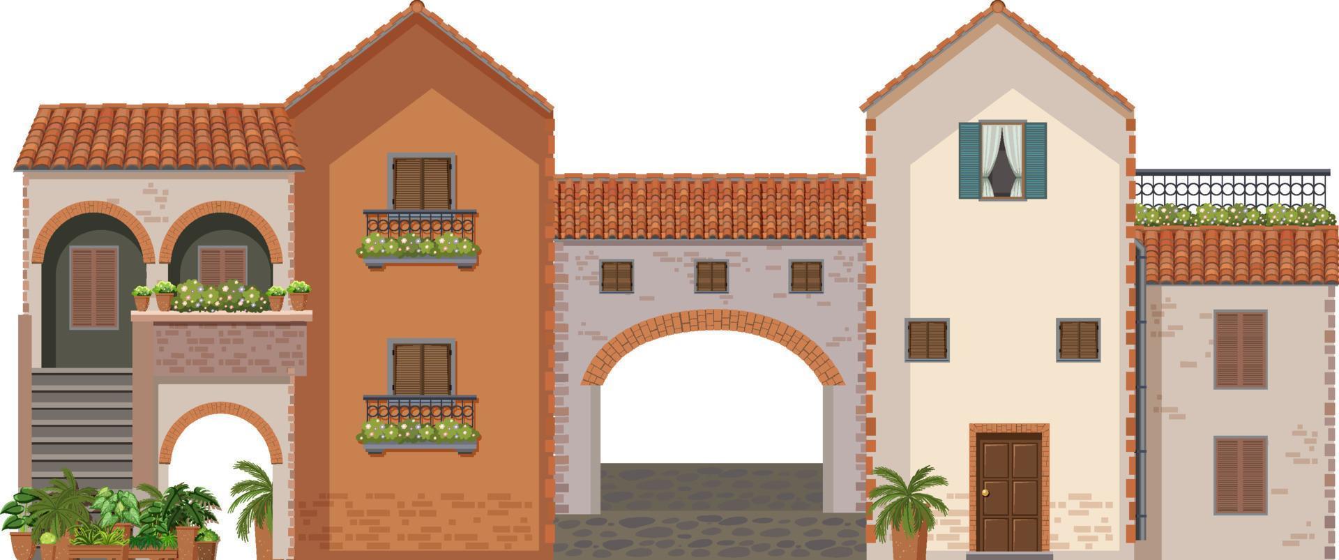 Traditional Italian architecture house building vector