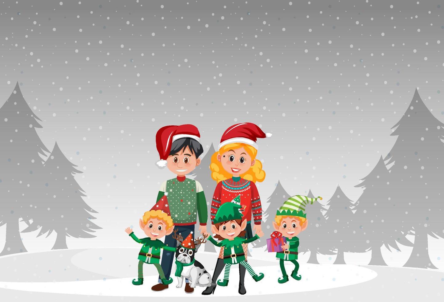 Christmas holidays with family in the snow vector