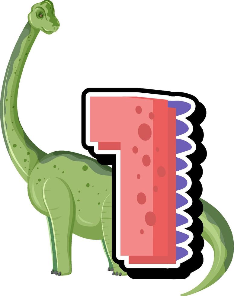 A dinosaur with number one cartoon vector