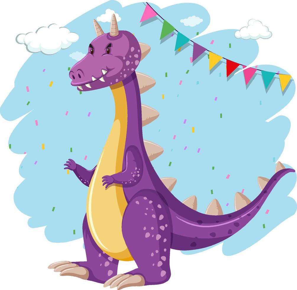 personaje de dibujos animados lindo dragón púrpura vector