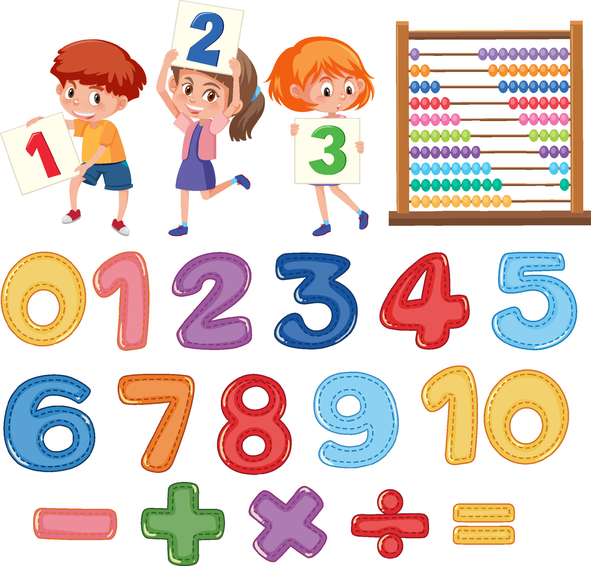 Counting number 0 to 9 and math symbols 7145221 Vector Art at Vecteezy