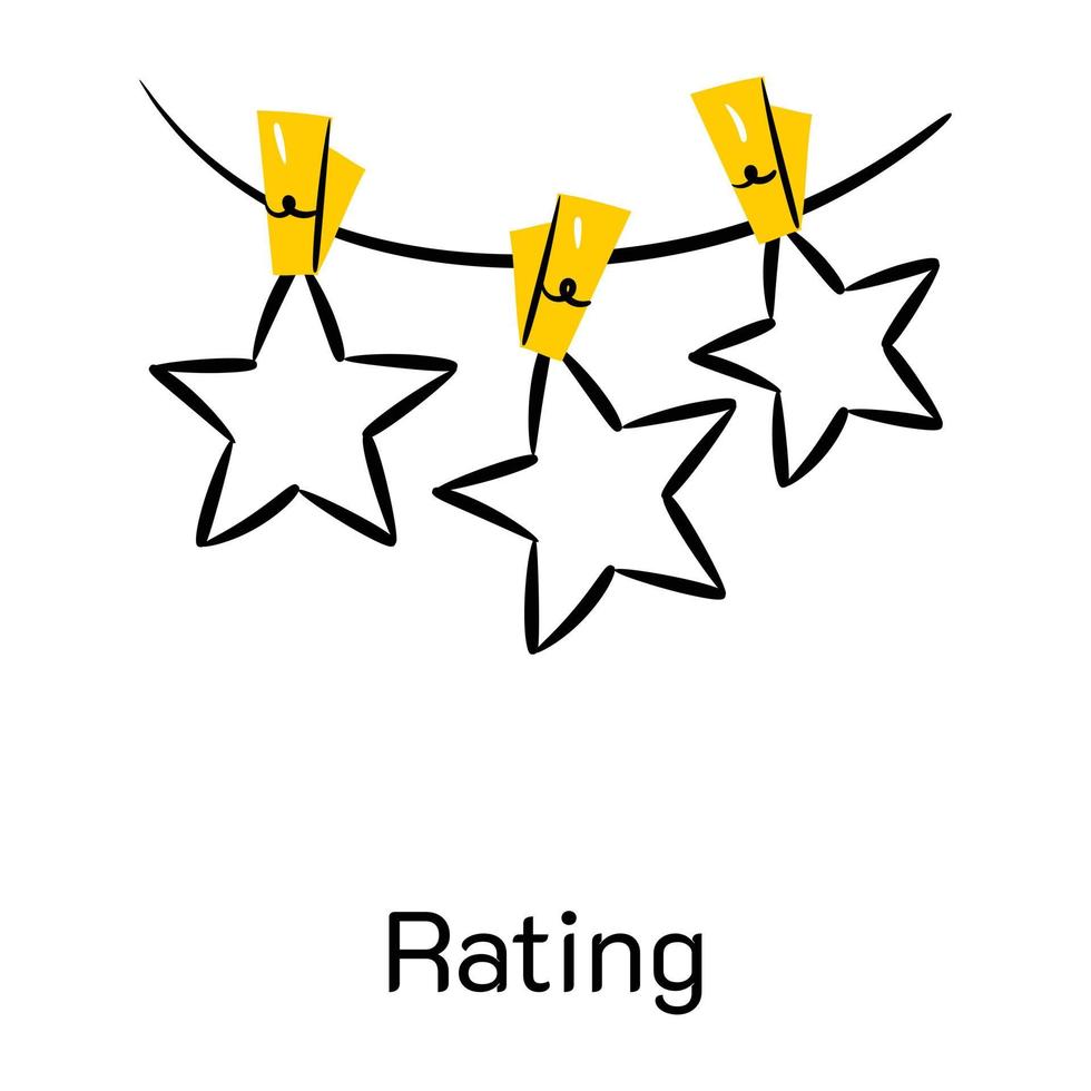 estrellas colgantes, concepto de calificación icono dibujado a mano vector