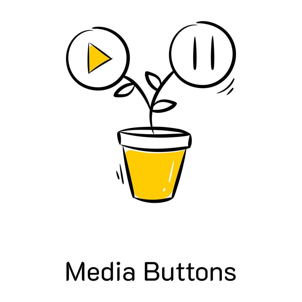 Get a glimpse of this amazing media buttons icon, hand drawn style vector