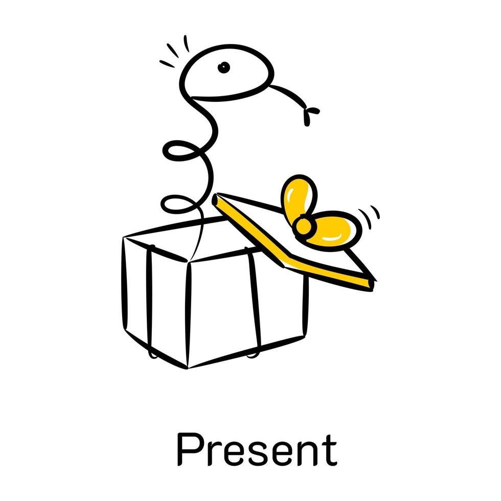 A captivating hand drawn icon of present vector