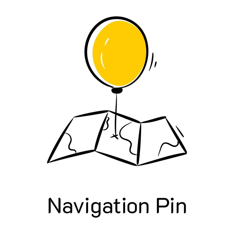 un icono dibujado a mano bien diseñado del pin de navegación vector