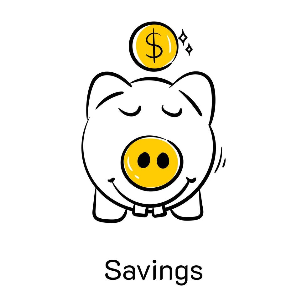 Piggy bank is denoting the concept of savings hand drawn icon vector