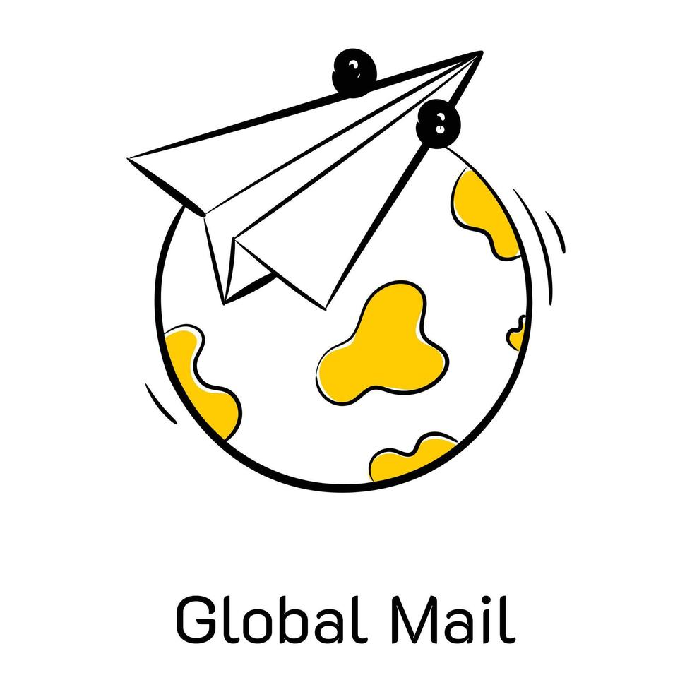 Modern hand drawn icon of global mail vector
