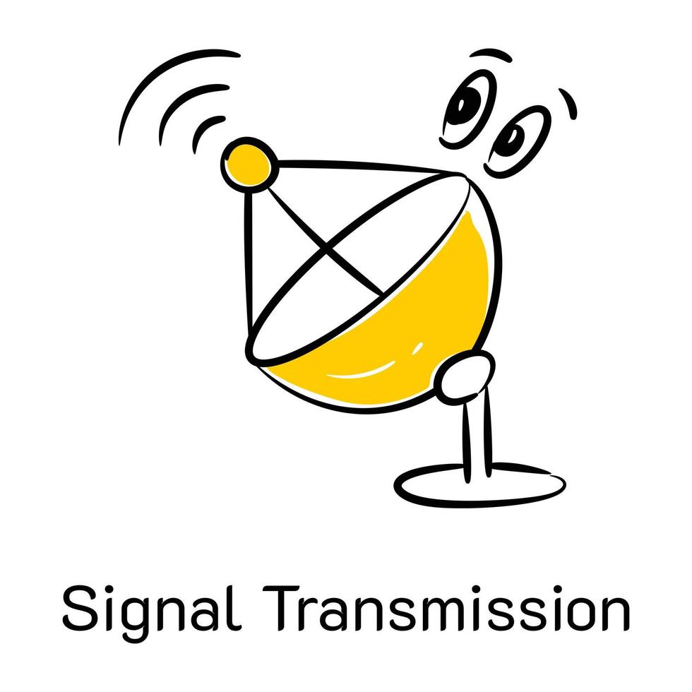 Hand drawn icon of signal transmission is now available for premium download vector