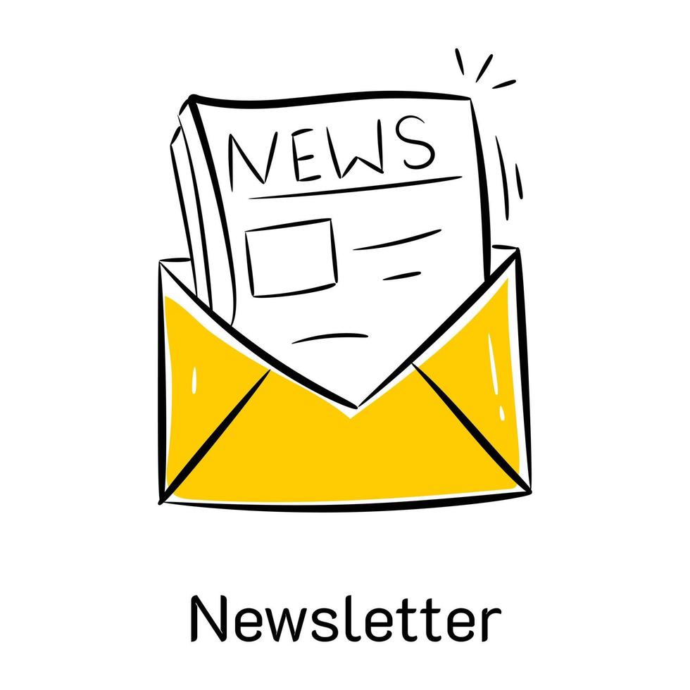 A customizable hand drawn icon of newsletter vector