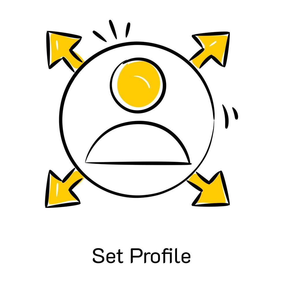 descargue el icono premium dibujado a mano del perfil establecido vector