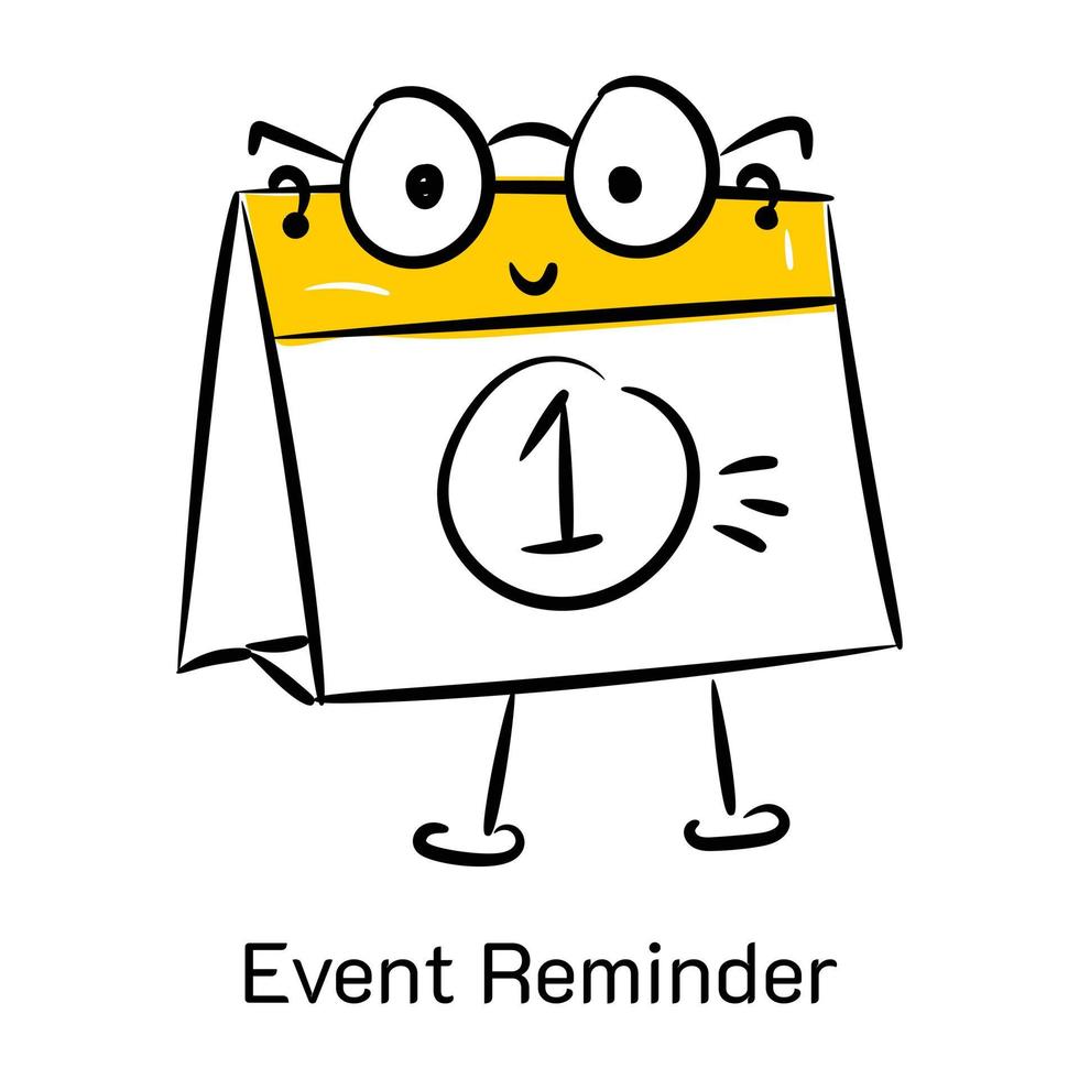 An editable hand drawn icon of event reminder vector