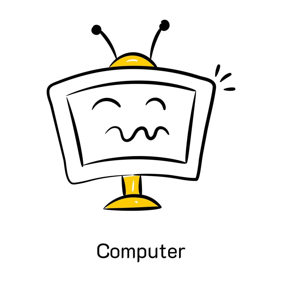 A handy doodle icon vector of computer