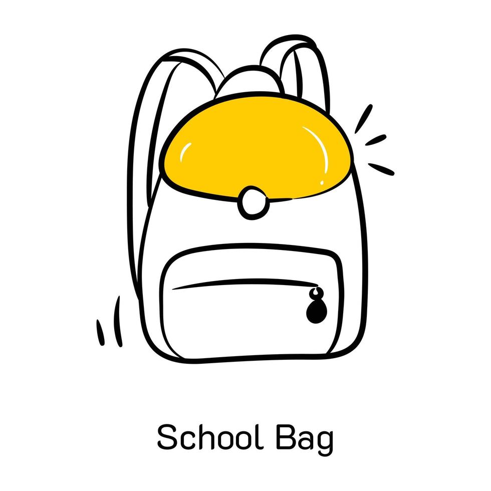 Get your hands on school bag doodle icon vector