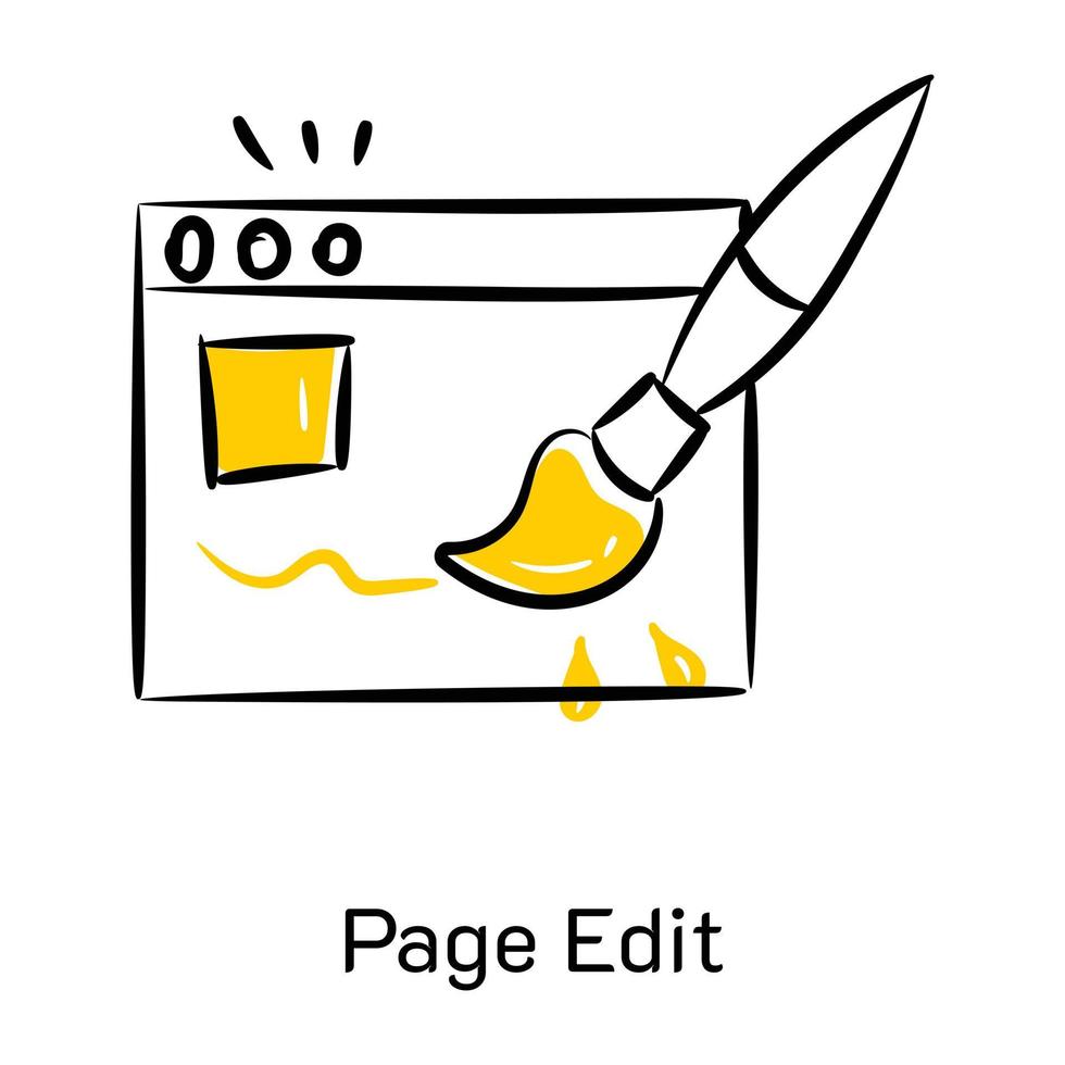 ponga sus manos en este icono de edición de página, diseño dibujado a mano vector