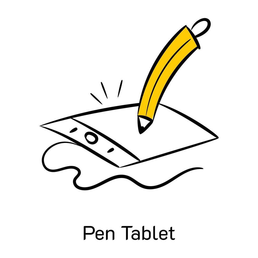 Grab this hand drawn icon of pen tablet vector