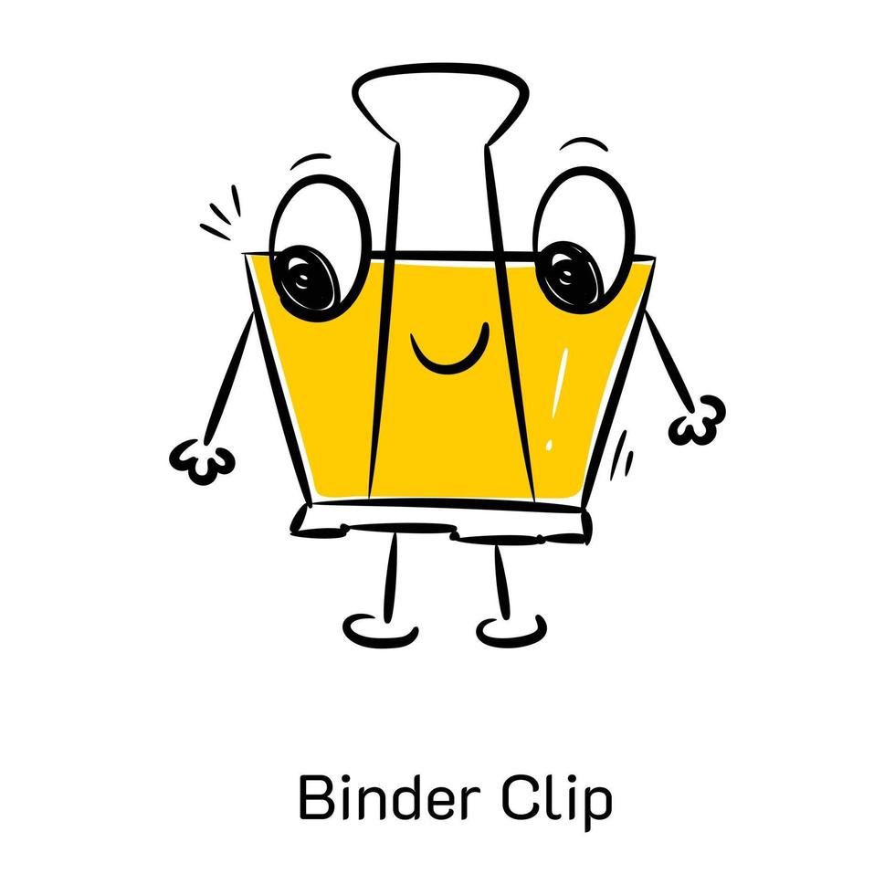 A doodle icon vector of binder clip