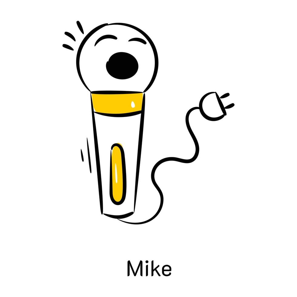 Hand drawn icon of mike is up for premium use vector