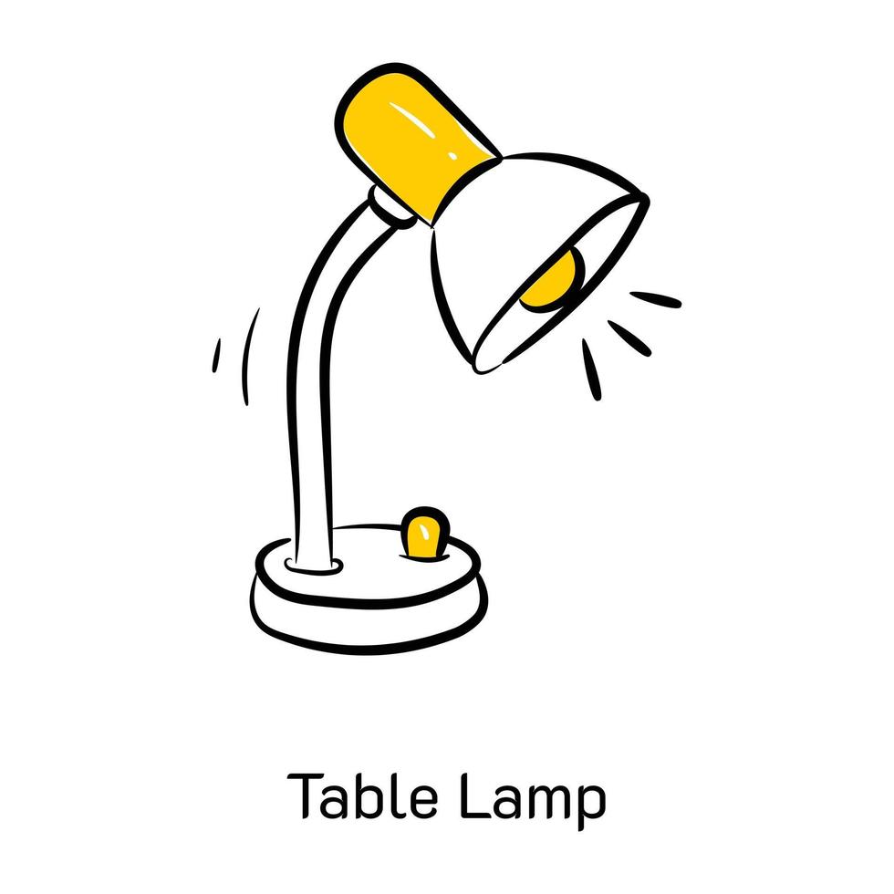 un ícono personalizable dibujado a mano de una lámpara de mesa vector