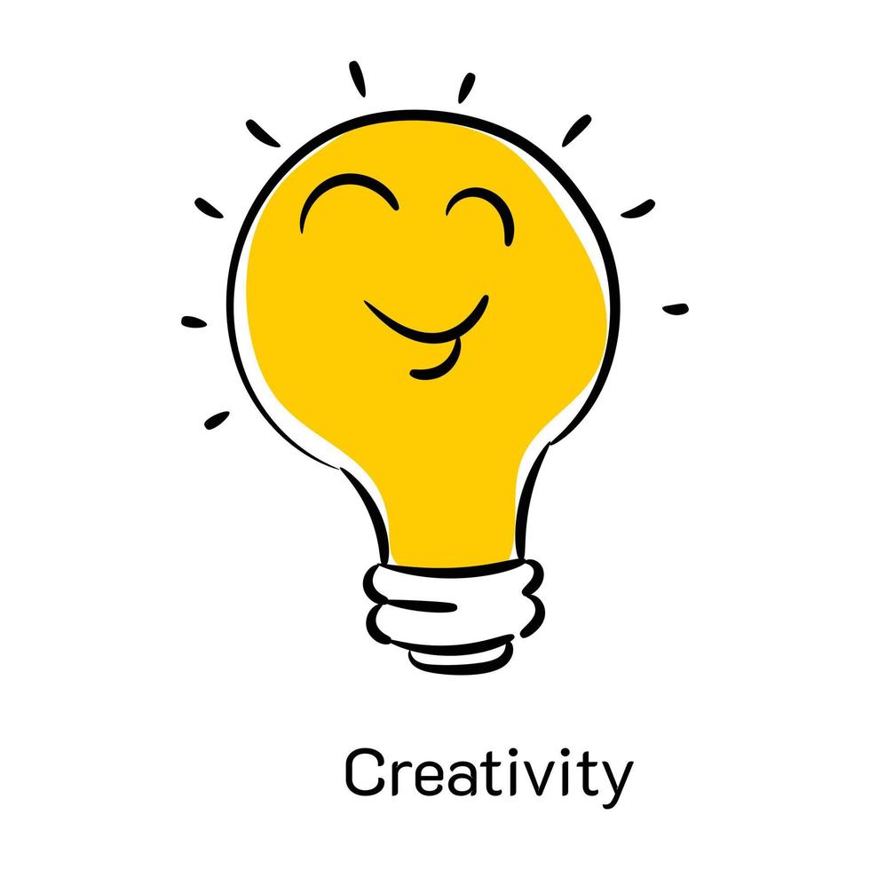 Light bulb is denoting the concept of creativity hand drawn icon vector