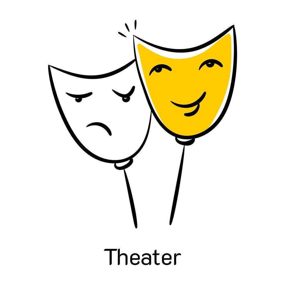 A customizable hand drawn icon of theater vector