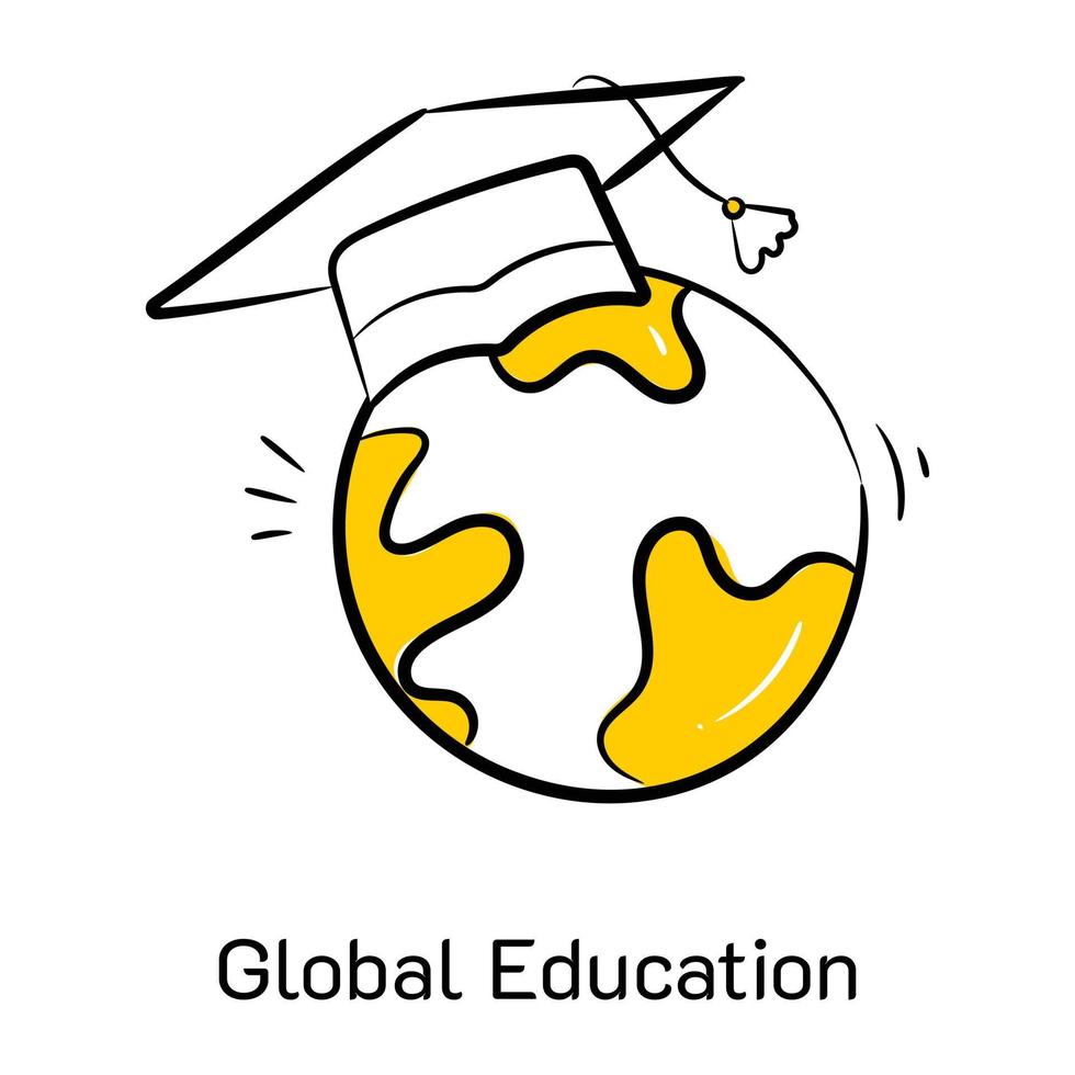 Creatively designed doodle icon of global education vector