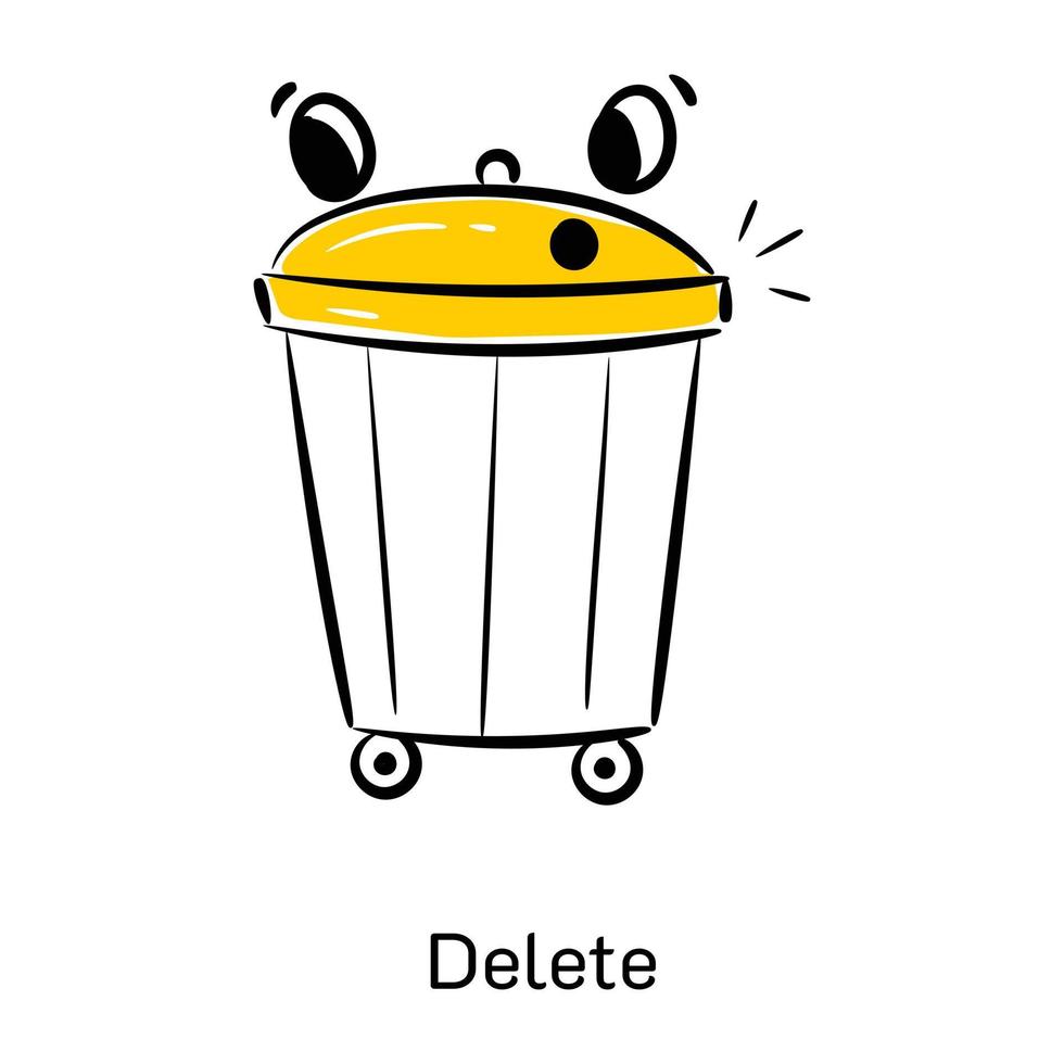 An editable hand drawn icon of delete vector