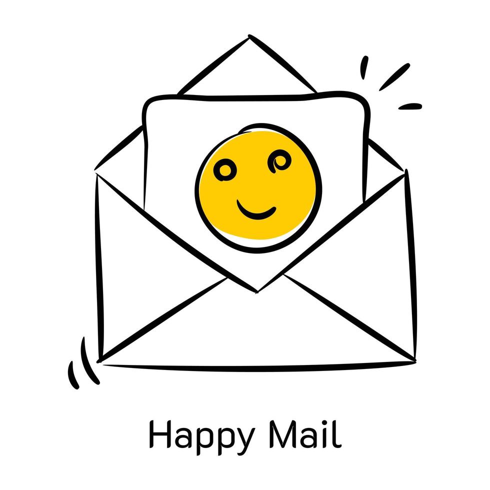 A well-designed sketchy icon of happy mail vector