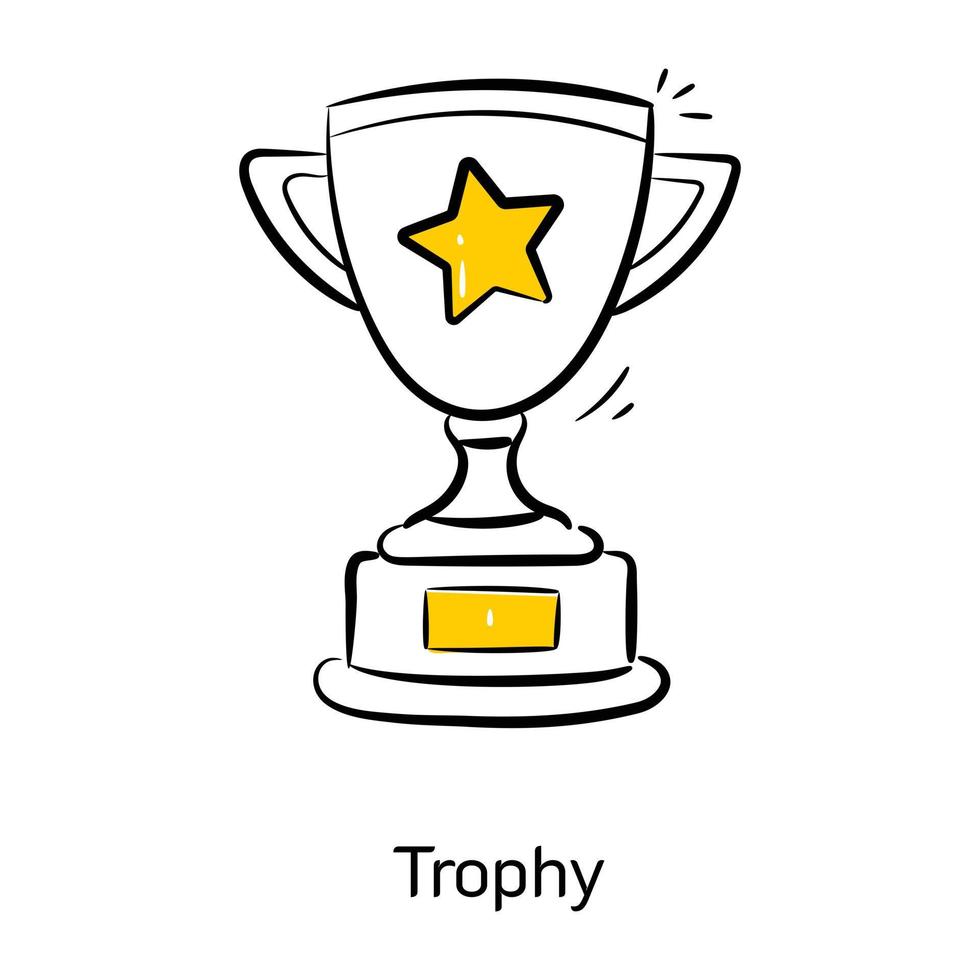 Catch a sight of this cute trophy icon, hand drawn style vector