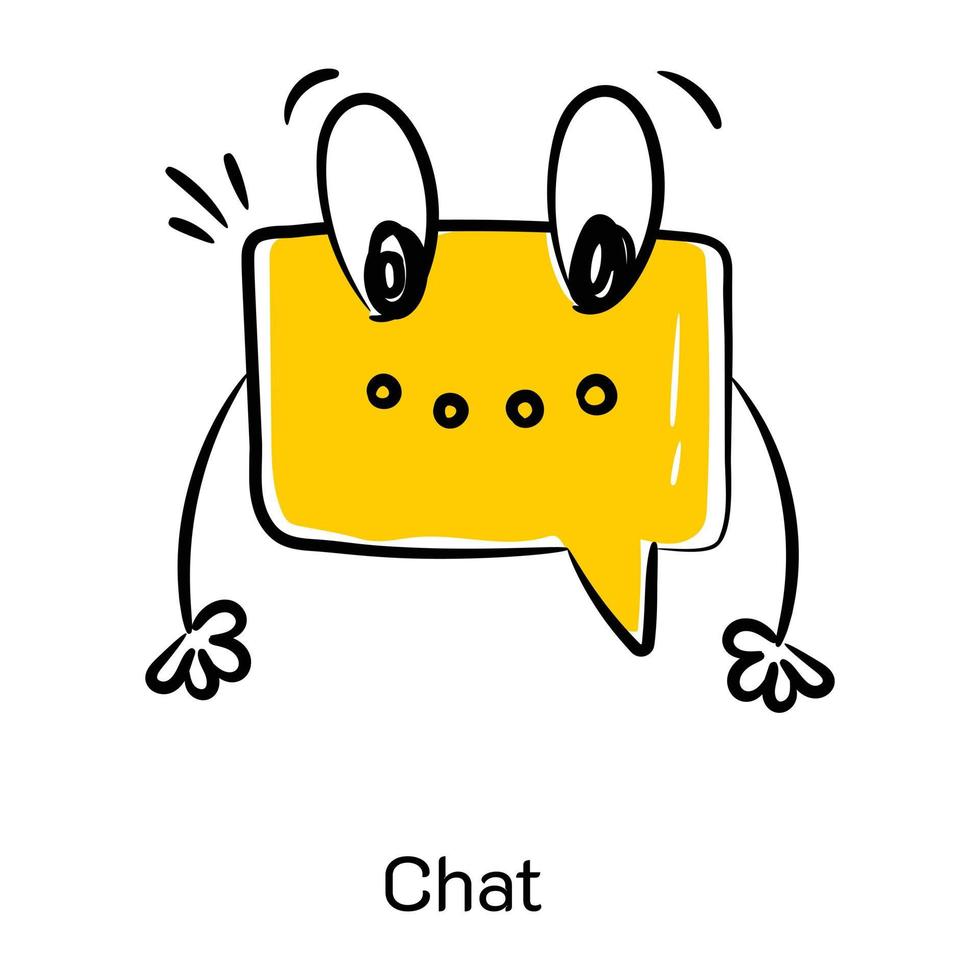 mira este lindo icono de chat, icono dibujado a mano vector