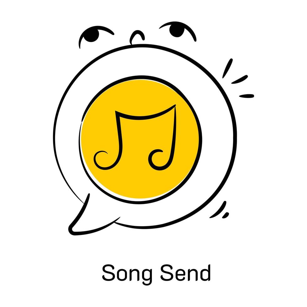 A scalable hand drawn icon of song send vector