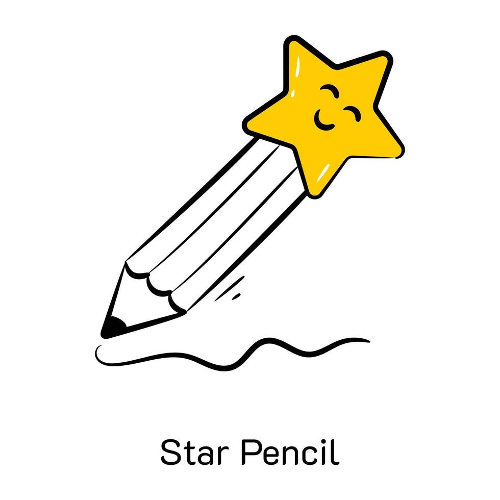 A visually appealing hand drawn icon of star pencil vector