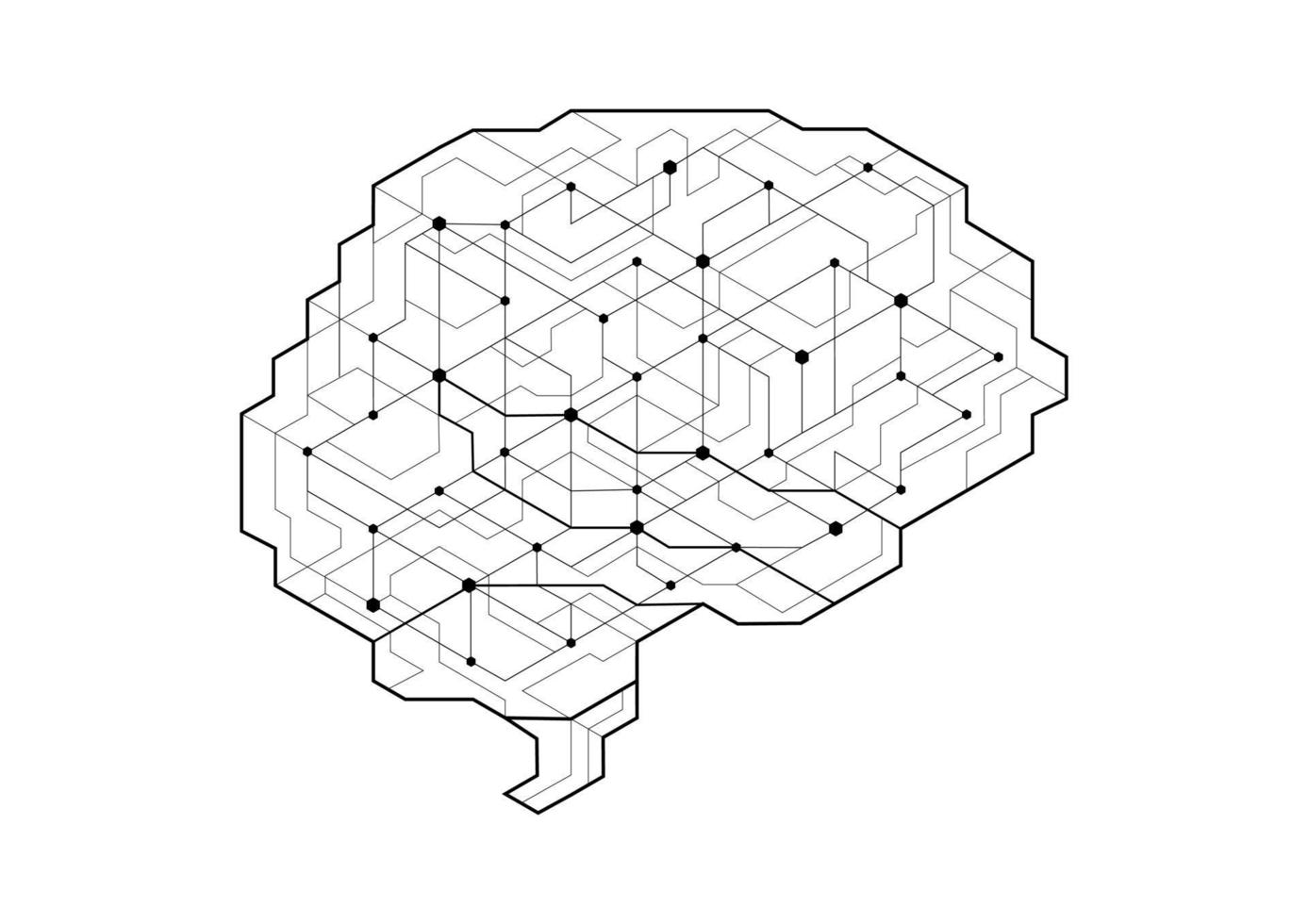 Dot circuit board brain simple design. Artificial intelligence concept. vector