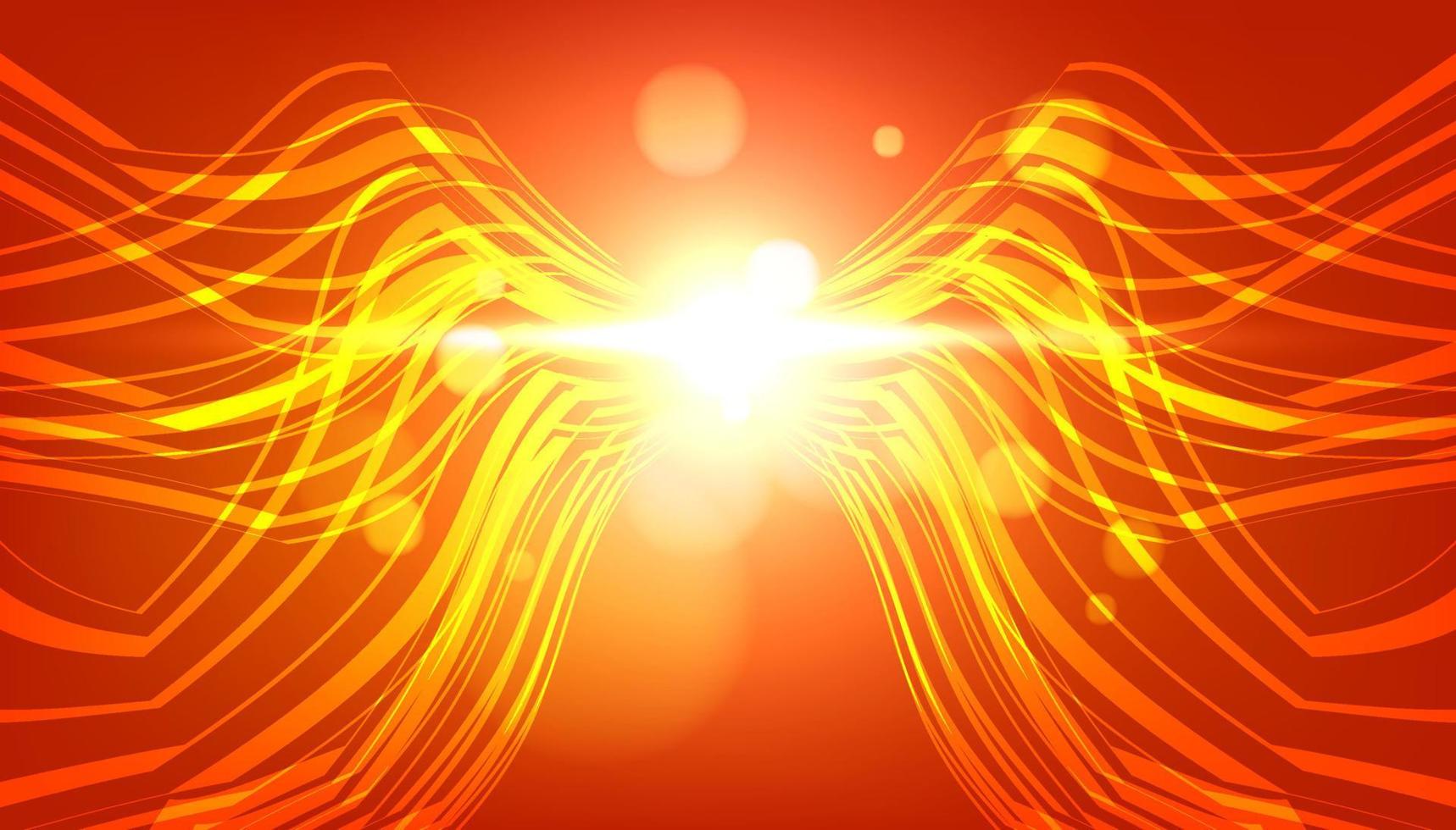 Abstract lines fire phoenix wing background. vector