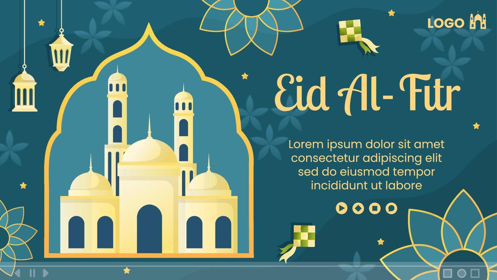 feliz eid al-fitr mubarak plantilla en miniatura diseño plano ilustración editable de fondo cuadrado para redes sociales, póster o tarjeta de felicitación vector