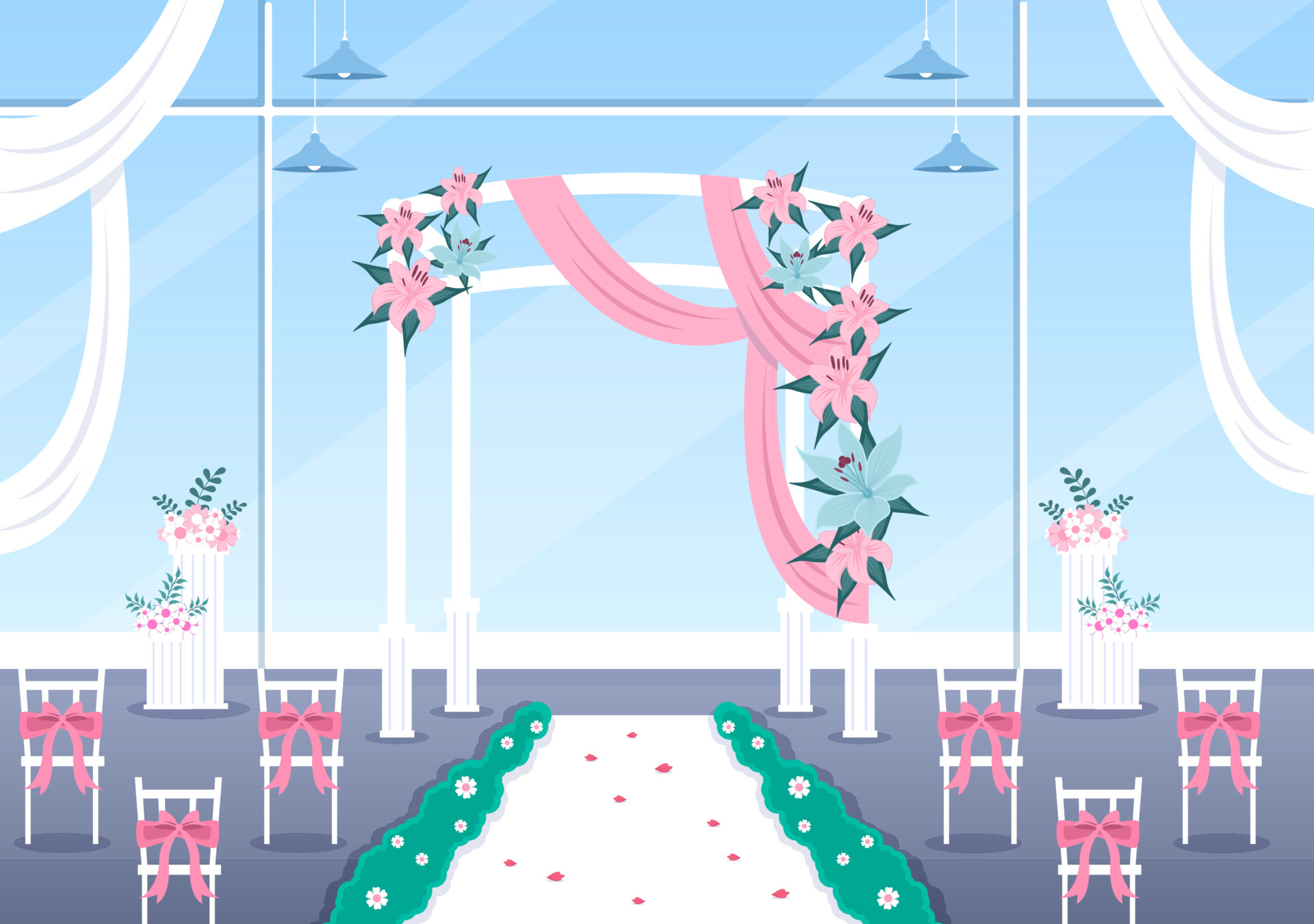 Wedding Organizer Providing Decoration Service or Making Plans Before  Married Ceremony in Flat Background Cartoon Style Illustration 7145519  Vector Art at Vecteezy