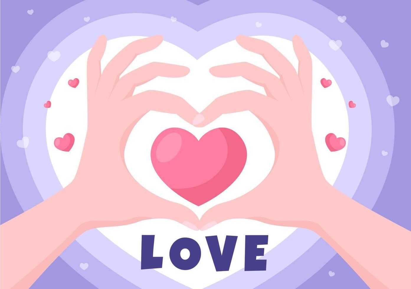 Love Sign Vector Cartoon Background Illustration to Self Care, Valentines or Yourself Icon in Different Actions of Happiness for Poster